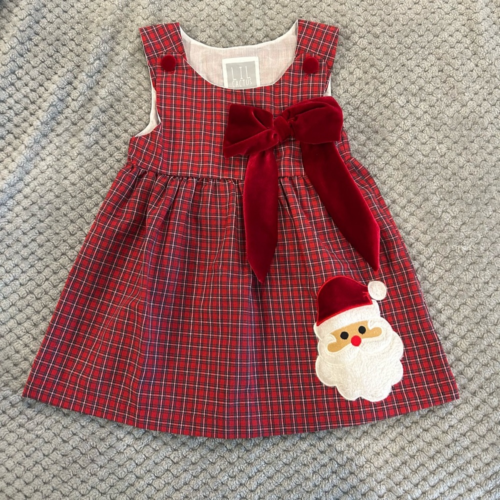 🎅 🎄Lil Cactus Boutique Girls Santa Holiday/Christmas Dress NWT Size 3T